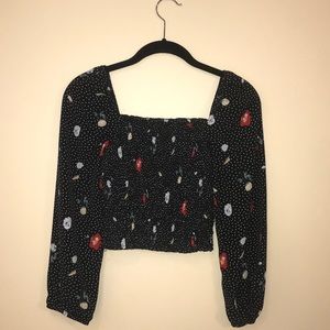 SPRING Abercrombie & Fitch Floral Ruched Crop Top